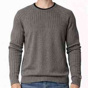 Columbia Sportswear Mens Sweater Large Dark Gray Pullover Cotton Crew Neck Heav